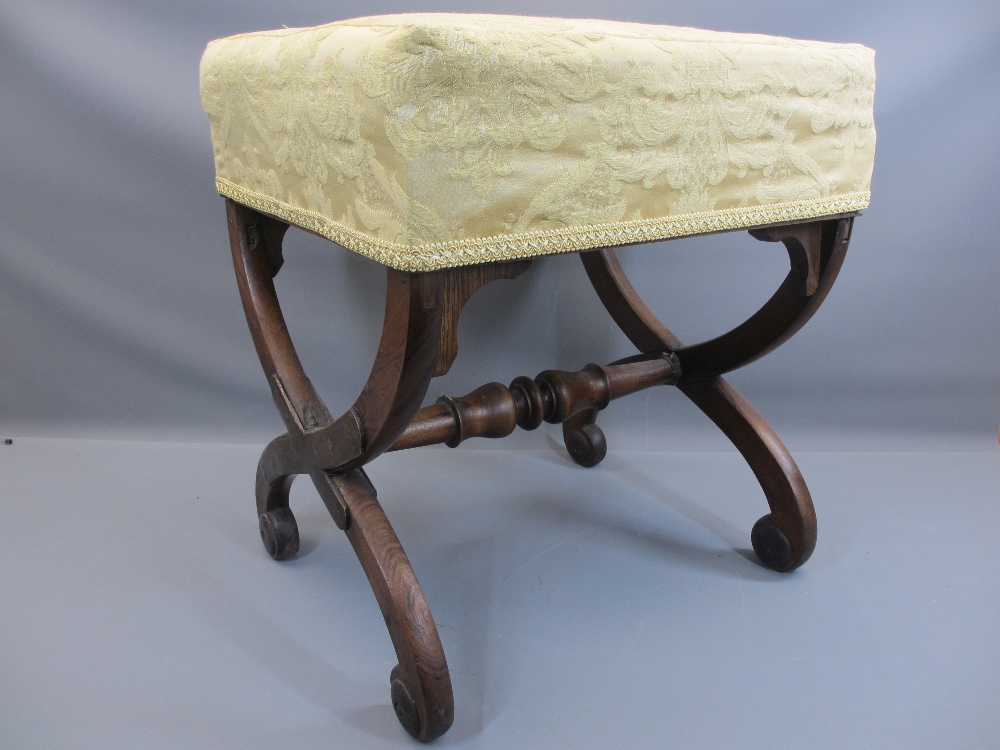 FOOT STOOL - antique mahogany X frame, 50cms H, 46cms W, 40cms D and a pair of ebonised wall - Image 2 of 4