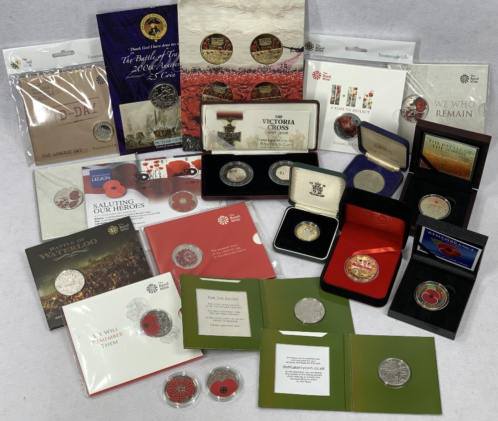 ROYAL MINT SILVER PROOF & OTHER FIRST/SECOND WORLD WAR & RELATED COIN COLLECTION - 20 items to