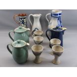 ALLER VALE POTTERY JUG - 25cms tall, Denby stoneware 1½ pint and 2½ pint tea/coffee pots and a 2