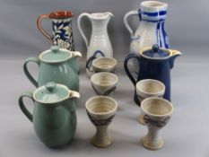 ALLER VALE POTTERY JUG - 25cms tall, Denby stoneware 1½ pint and 2½ pint tea/coffee pots and a 2