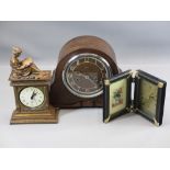 CLOCKS (3) - Enfield polished mantel clock, continental style mantel clock marked 'Taranis' and a