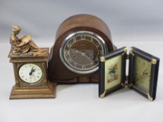 CLOCKS (3) - Enfield polished mantel clock, continental style mantel clock marked 'Taranis' and a