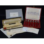 SILVER CASED SET OF BRITISH HALLMARKS TEASPOONS and a limited edition Lincoln Cathedral paper knife,