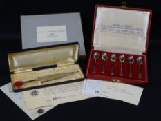 SILVER CASED SET OF BRITISH HALLMARKS TEASPOONS and a limited edition Lincoln Cathedral paper knife,