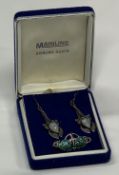 ARTS & CRAFTS TYPE JEWELLERY, 2 ITEMS - a silver and enamel leaf brooch, stamped silver with