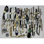 LADY'S & GENT'S WRISTWATCHES, a mixed quantity, two six penny pieces and a costume jewellery brooch,