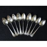 SILVER GEORGE III - WILLIAM BATEMAN I TEASPOONS, 3 x 1814, 6 x 1817, 13.25cm lengths, 4.9ozt