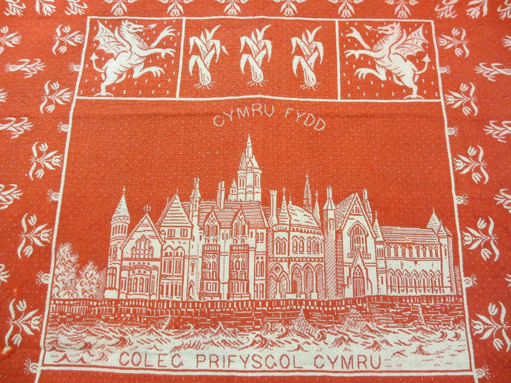 CAERNARFON WELSH WOOL BLANKET - with pictures of Caernarfon Castle and Aberystwyth College