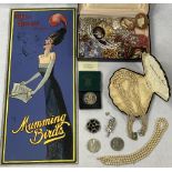 COSTUME JEWELLERY & COLLECTABLES - a mixed group to include an original art card for Fred Karno's