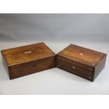 TREEN - antique Rosewood writing slope with tooled interior and a similar era work box