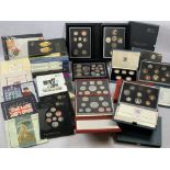 UNITED KINGDOM PROOF COIN SETS, Royal Mint Annual Coin sets and uncirculated coin collections, cased