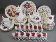 ROYAL ALBERT SWEET ROMANCE TEA & COFFEE SET with tea and coffee pots, milk jugs and sugar basins