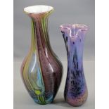 ART GLASSWARE - two vases, 41cms the tallest, one being an iridescent example