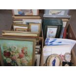 FRAMED & UNFRAMED WATERCOLOURS, vintage and later pictures and prints, a good mixed quantity (within