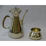 SILVER ASPREY & CO LONDON ULTRA STYLISH COFFEE POT & SUGAR BASIN, London 1957, 27.2ozt gross, 22.