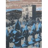 DAVID ALYN EVANS print - 'St Davids with non-conformist fence #4, signed in pencil, 40 x 29cms