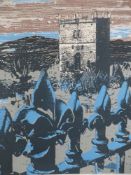 DAVID ALYN EVANS print - 'St Davids with non-conformist fence #4, signed in pencil, 40 x 29cms