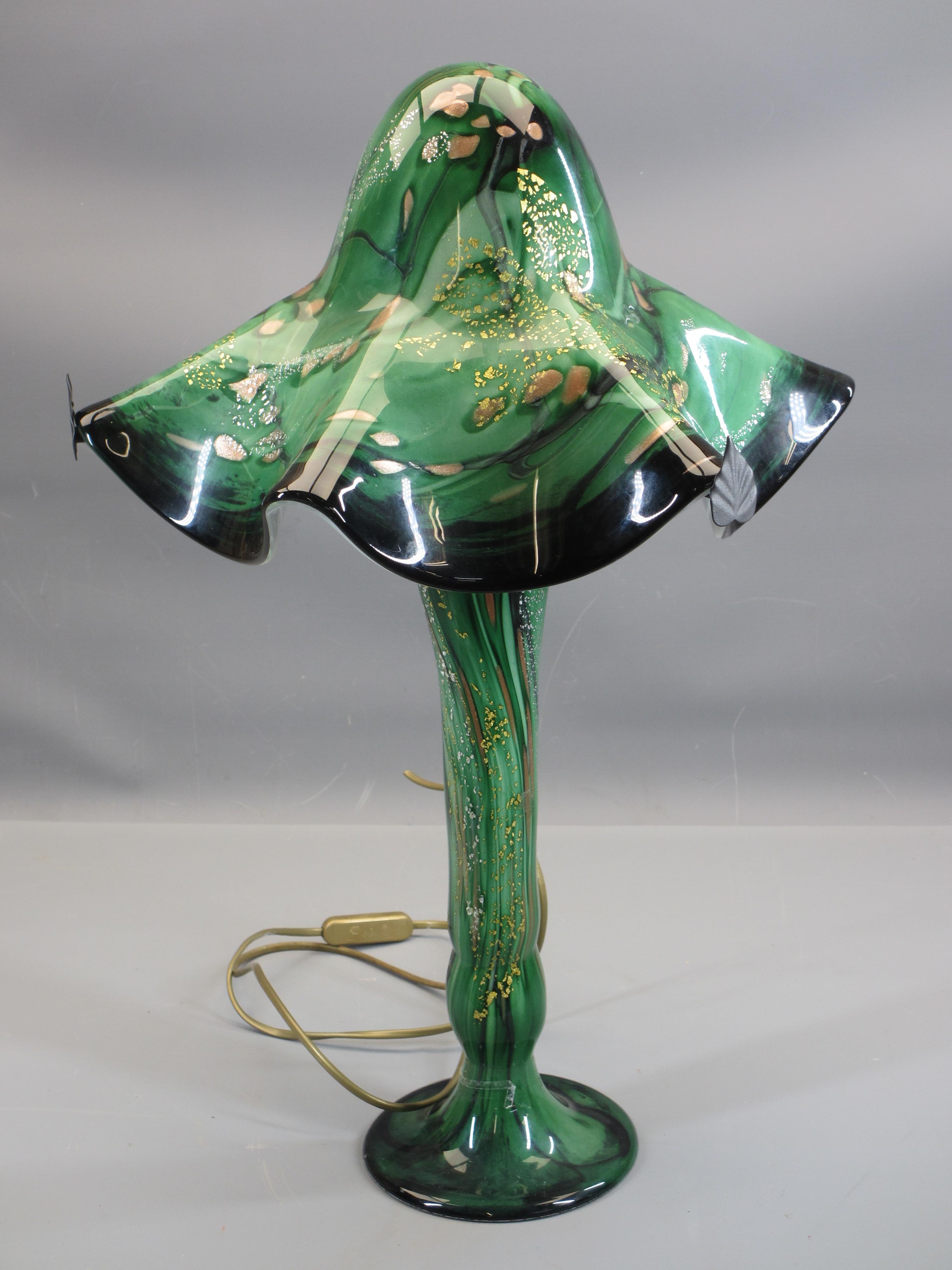 THOUGHT ITALIAN, ART GLASS TALL TABLE LAMP WITH SHADE, 62cms H (to the top of the bulb)