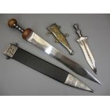 REPLICA ROMAN SWORD & DAGGER, Gladius battle type sword in wood and black leather covered sheath and