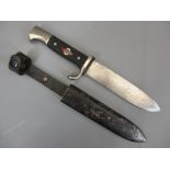 WW2 GERMAN THIRD REICH HITLER YOUTH DAGGER with original metal scabbard, Blut Und Ehre (Blood and