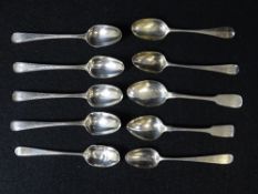 SILVER GEORGIAN TEASPOONS 1781 & LATER (10) - mainly London, various maker's marks, 4.3ozt gross