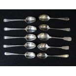 SILVER GEORGIAN TEASPOONS 1781 & LATER (10) - mainly London, various maker's marks, 4.3ozt gross