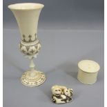 LATE 19TH CENTURY JAPANESE & OTHER CARVED IVORY - 3 items to include a stained netsuke of two