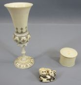 LATE 19TH CENTURY JAPANESE & OTHER CARVED IVORY - 3 items to include a stained netsuke of two