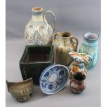 GLYN COLLEDGE BOURNE DENBY JUG, 32cms tall and an assortment of Studio pottery
