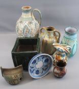 GLYN COLLEDGE BOURNE DENBY JUG, 32cms tall and an assortment of Studio pottery