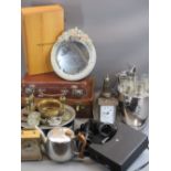 METALWARE - quantity of EPNS, ornamental brass, Picquot ware teapot, Barbola mirror, EPNS