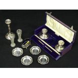 SILVER - HALLMARKED & OTHER ITEMS, a mixed quantity to include a cased mixed silver writing set of a