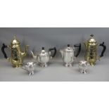 EPNS FOUR PIECE TEA SERVICE - with a chase decorated tea and coffee pot pair