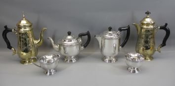 EPNS FOUR PIECE TEA SERVICE - with a chase decorated tea and coffee pot pair