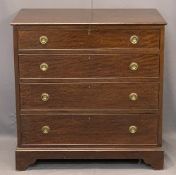 MAHOGANY CHEST OF FOUR DRAWERS - early 20th century, with circular back plates and wreath ring