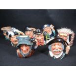 ROYAL DOULTON CHARACTER JUGS (8) - Rip van winkle D6438, Old Salt D6551, North American Indian