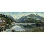 ROWENA WYN JONES oil on board - Llyn Padarn and Snowdon in the distance, signed and dated 1977, 28 x