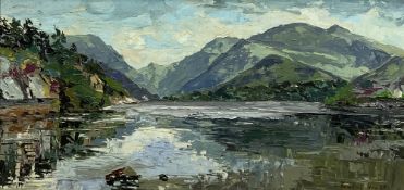 ROWENA WYN JONES oil on board - Llyn Padarn and Snowdon in the distance, signed and dated 1977, 28 x