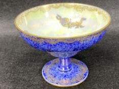 WEDGWOOD LUSTRE Z4829 PEDESTAL BOWL - the pearl interior decorated with temple lions and dragons,