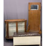 VINTAGE FURNITURE PARCEL, 3 ITEMS to include an oak mirrored box seat hall stand, 179cms max H,