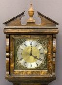 REPRODUCTION OAK GRANDMOTHER CLOCK, twin weight pendulum driven chime strike movement behind a