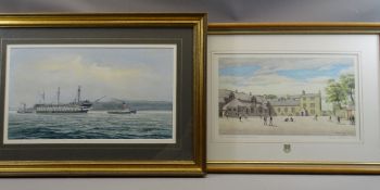 IEUAN WILLIAMS Anglesey artist, watercolour - 'HMS Conway', signed and dated 1988, 25 x 45cms and