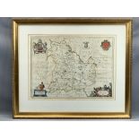 JANSSON (attributed) Good coloured and tinted map of Brecknoke, 40 x 53cms inc margins, double