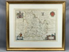 JANSSON (attributed) Good coloured and tinted map of Brecknoke, 40 x 53cms inc margins, double