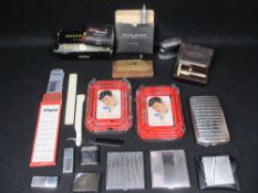 SMOKING MEMORABILIA - 'Miss Blanche' vintage glass ashtrays, cigarette cutter, cases, ETC