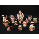 ROYAL DOULTON CHARACTER JUGS - Long John Silver, 10cms H, Michael Doulton, 11cms H, others