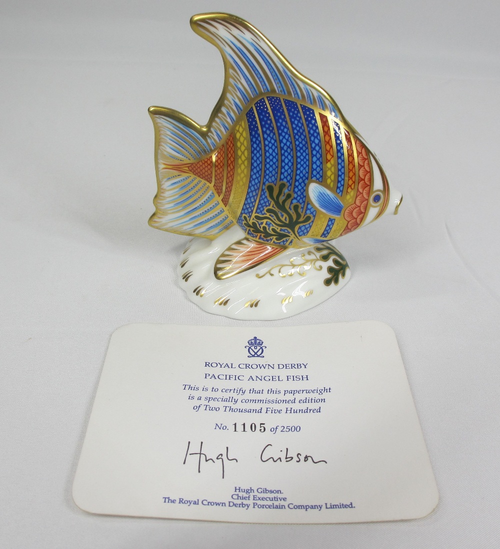 ROYAL CROWN DERBY PAPERWEIGHTS (4) - with gold stoppers, a dolphin, fish (with certificate) and - Image 6 of 6