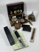 VICTORIAN MAHOGANY BOX & COLLECTABLE CONTENTS along with Otis King Model K calculator boxed with