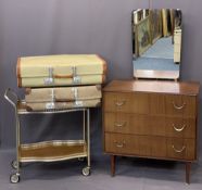 MID-CENTURY HOUSEHOLD FURNITURE, 2 ITEMS and two vintage Revelation luggage cases, furniture