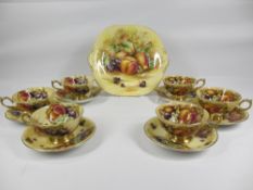 AYNSLEY ORCHARD GOLD TEAWARE - approximately 13 pieces